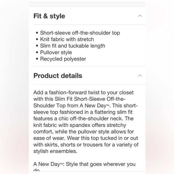 Women's Slim Fit Short Sleeve Off the Shoulder Top - A New Day™ Red L new - Picture 8 of 9